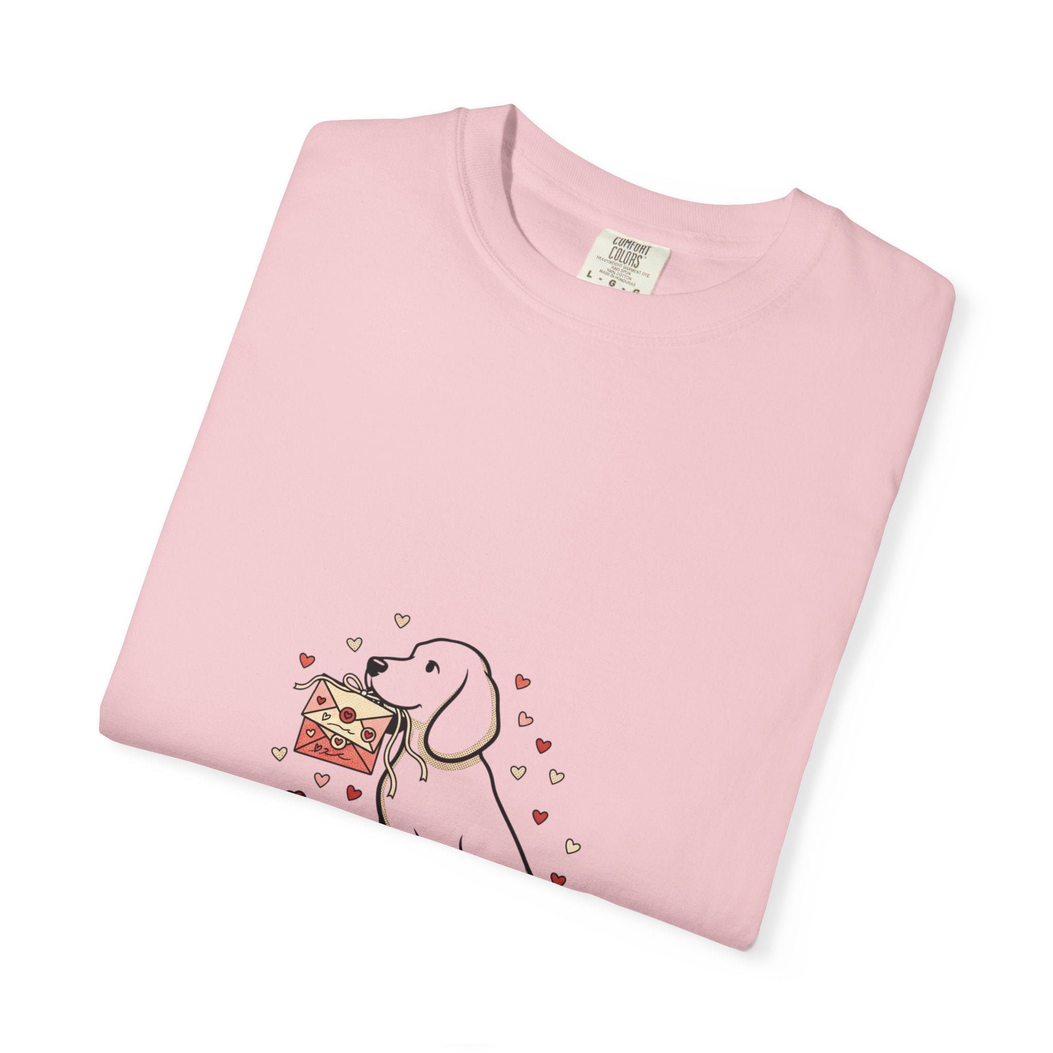 Valentine Labrador Tee — Dog Holding Love Letter Graphic T-Shirt