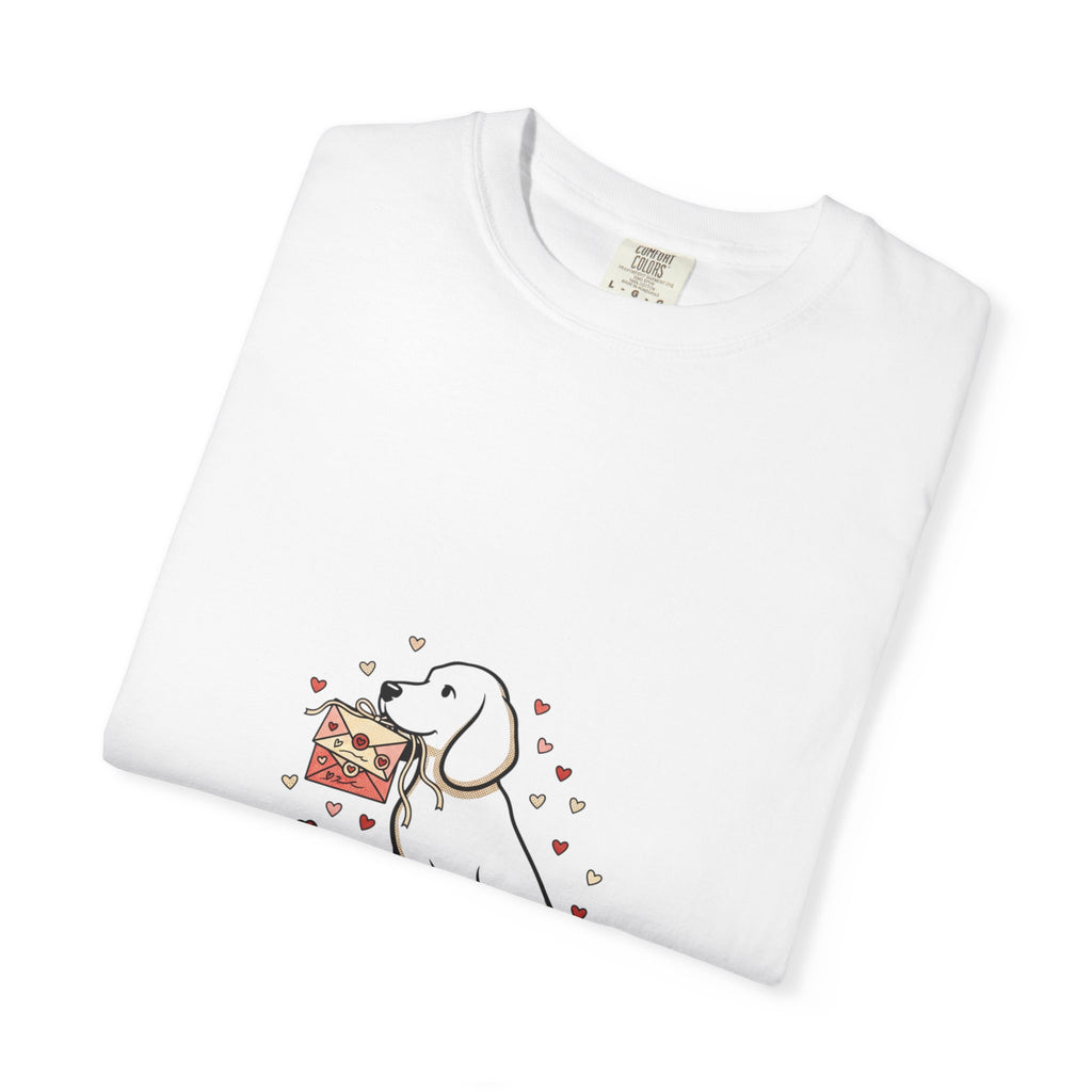 Valentine Labrador Tee — Dog Holding Love Letter Graphic T-Shirt