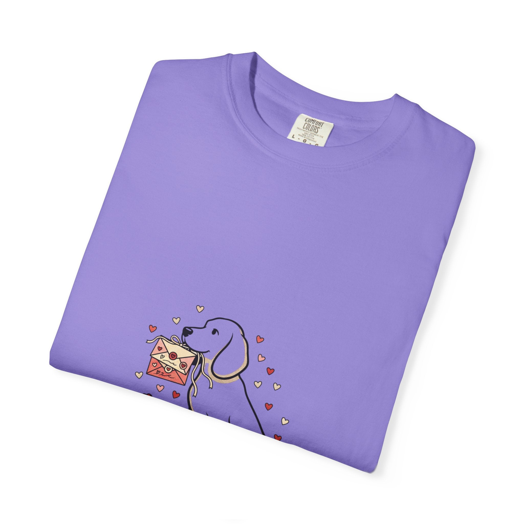 Valentine Labrador Tee — Dog Holding Love Letter Graphic T-Shirt
