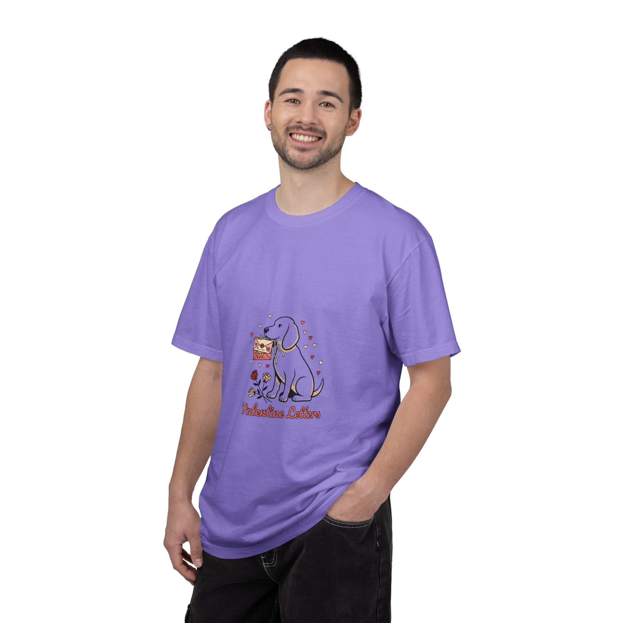 Valentine Labrador Tee — Dog Holding Love Letter Graphic T-Shirt