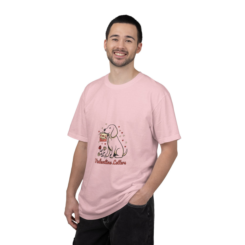 Valentine Labrador Tee — Dog Holding Love Letter Graphic T-Shirt