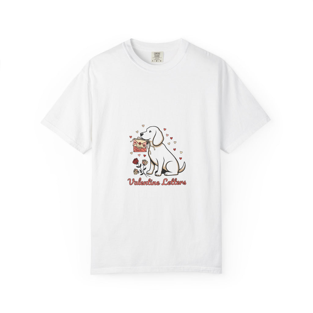 Valentine Labrador Tee — Dog Holding Love Letter Graphic T-Shirt