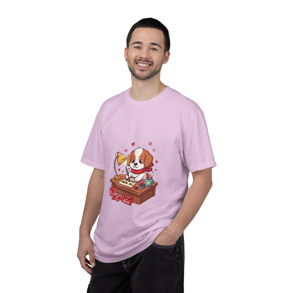 Valentine Puppy Mail T-Shirt — Cute Dog Writing Love Letters Tee