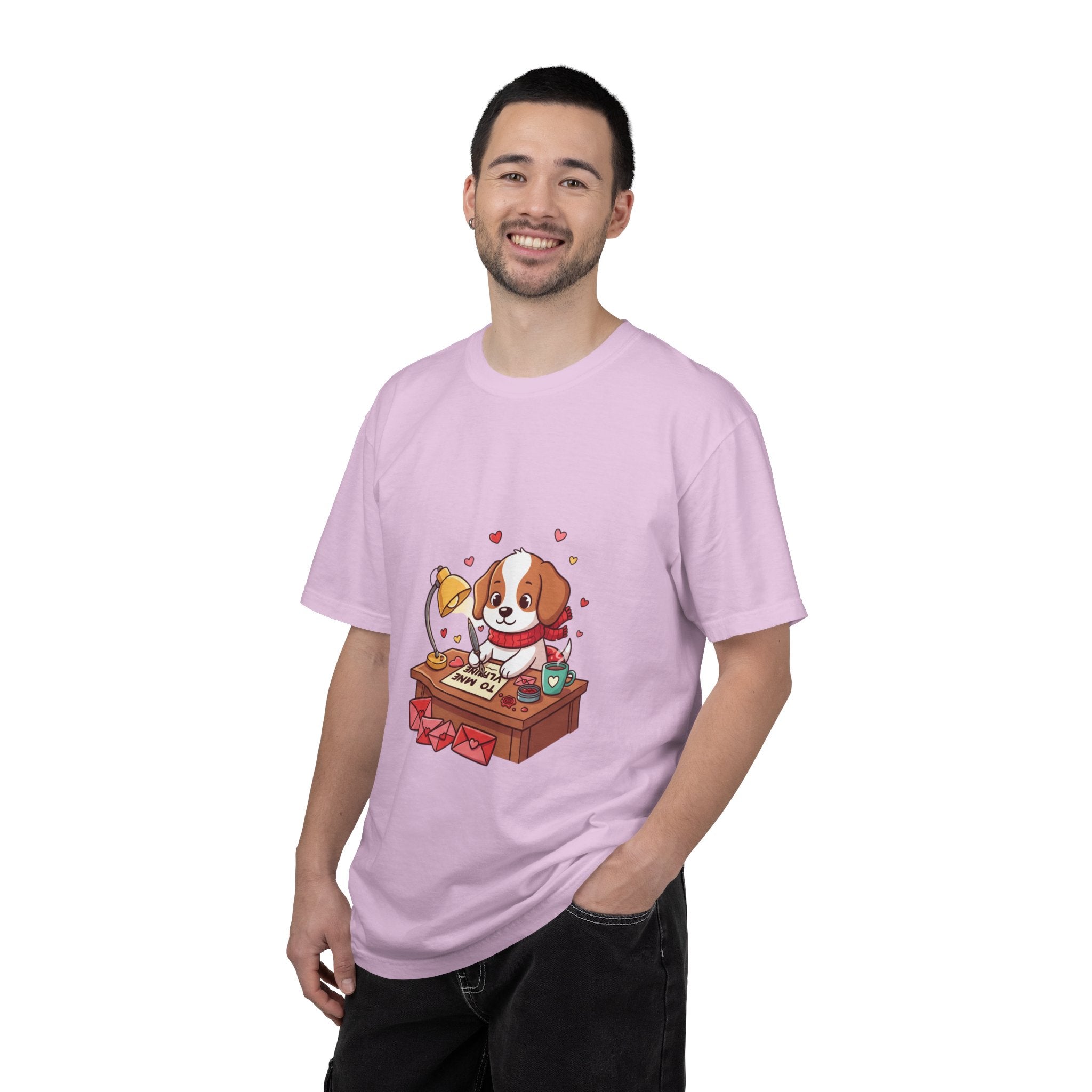 Valentine Puppy Mail T-Shirt — Cute Dog Writing Love Letters Tee