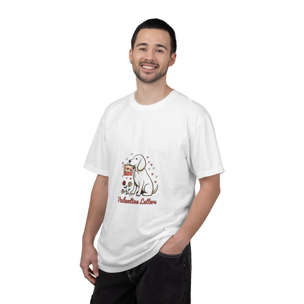 Valentine Labrador Tee — Dog Holding Love Letter Graphic T-Shirt