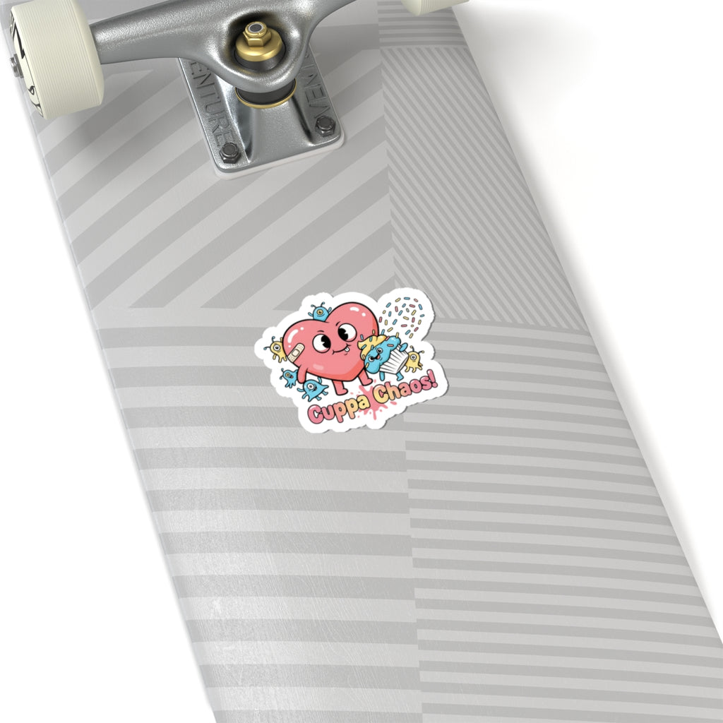 Cuppa Chaos Kiss-Cut Sticker | mildly unhinged cute, chaotic kawaii