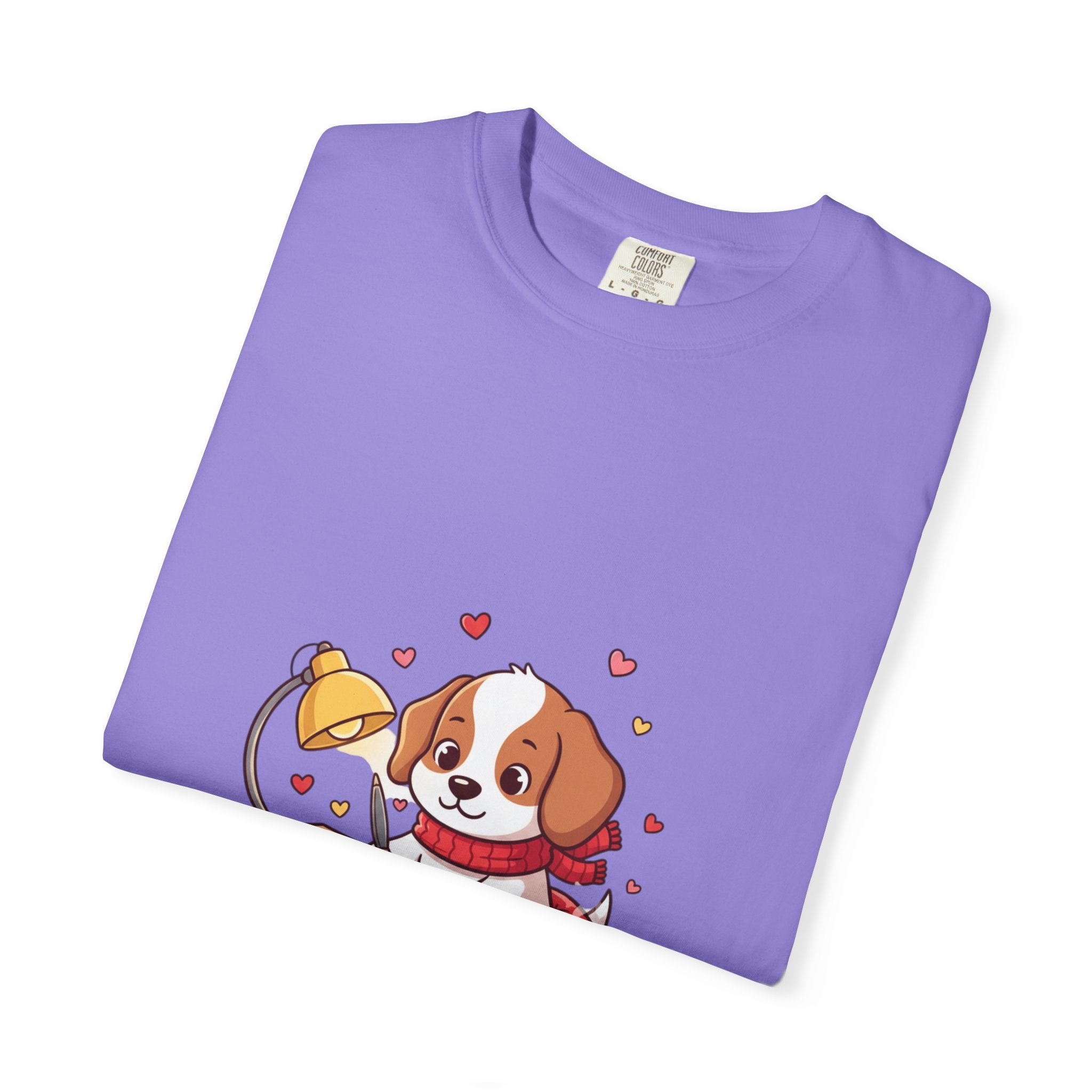 Valentine Puppy Mail T-Shirt — Cute Dog Writing Love Letters Tee