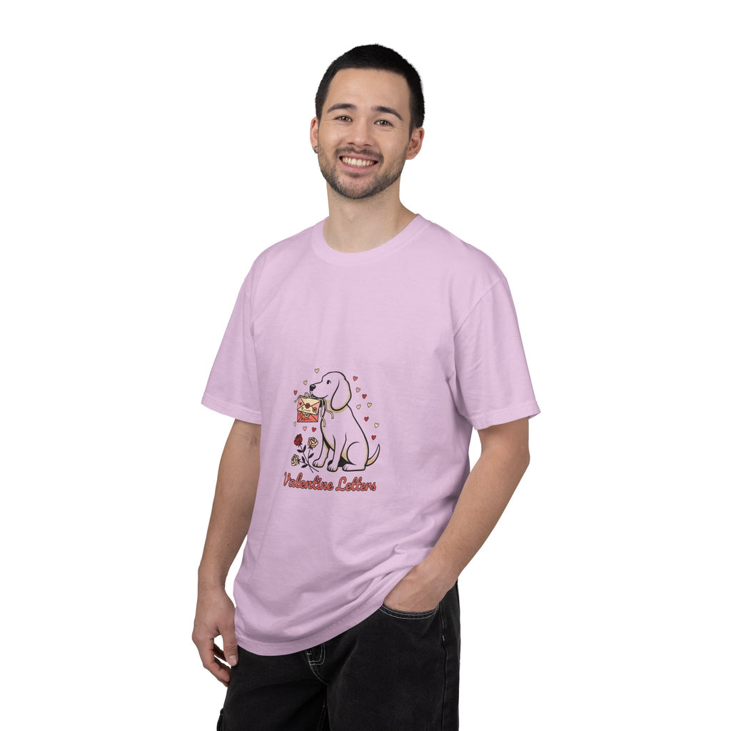 Valentine Labrador Tee — Dog Holding Love Letter Graphic T-Shirt