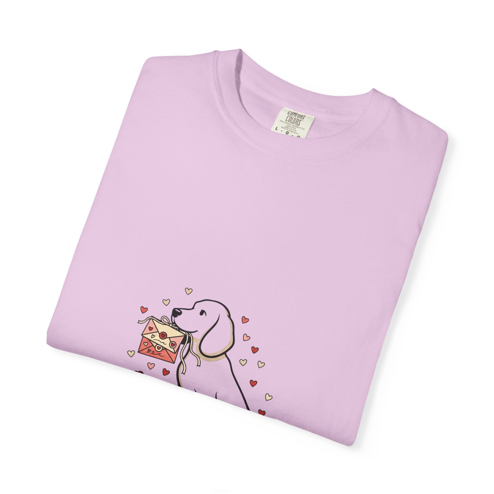 Valentine Labrador Tee — Dog Holding Love Letter Graphic T-Shirt