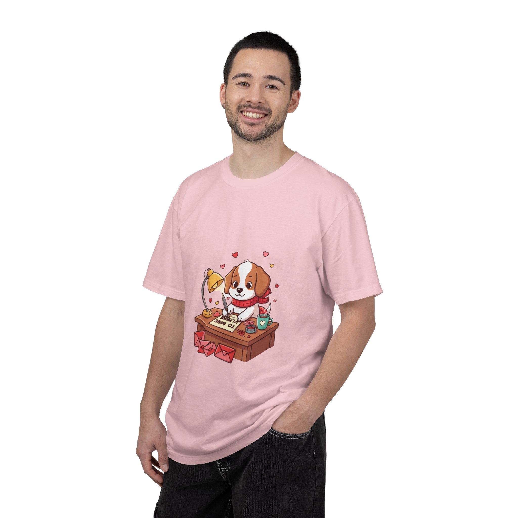 Valentine Puppy Mail T-Shirt — Cute Dog Writing Love Letters Tee