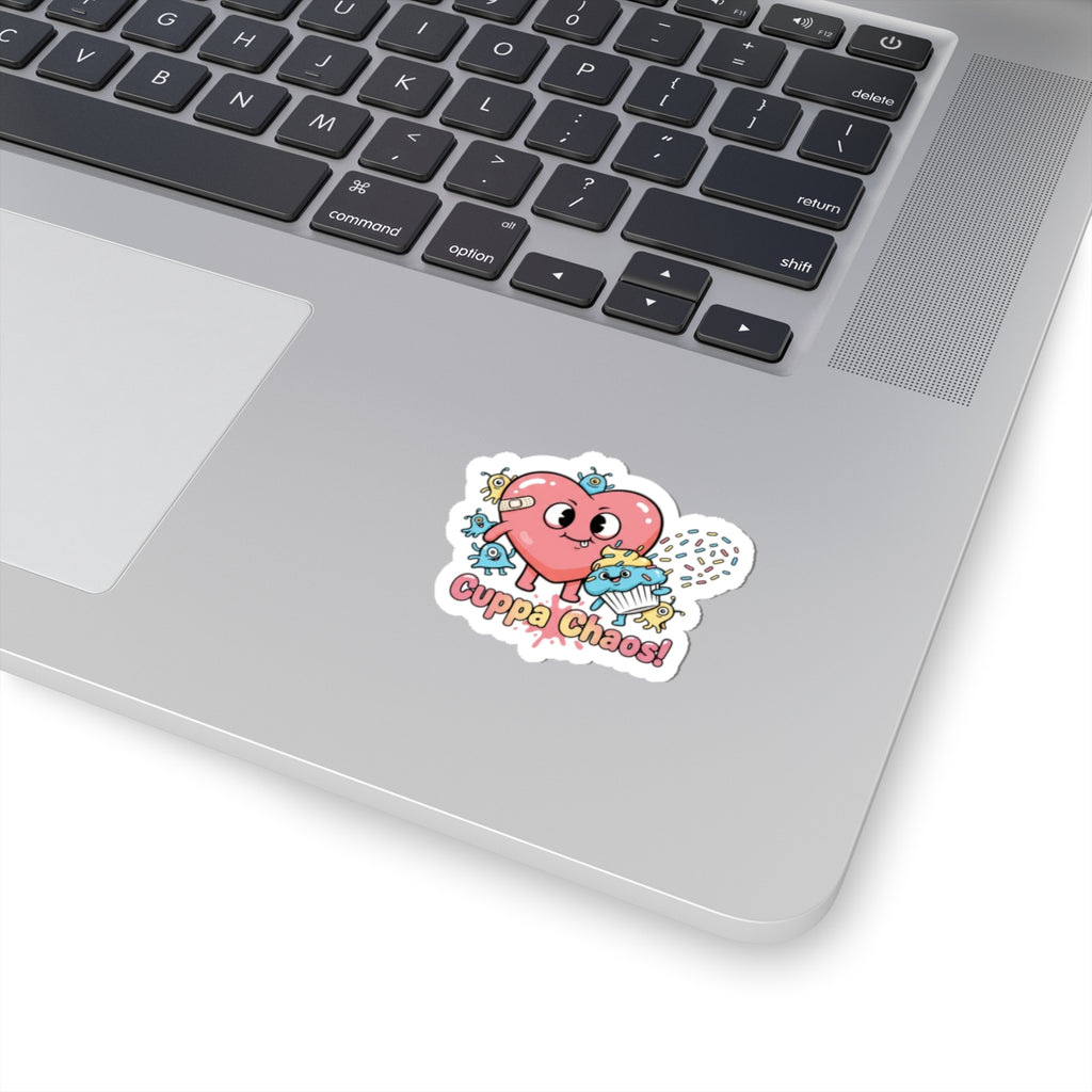 Cuppa Chaos Kiss-Cut Sticker | mildly unhinged cute, chaotic kawaii