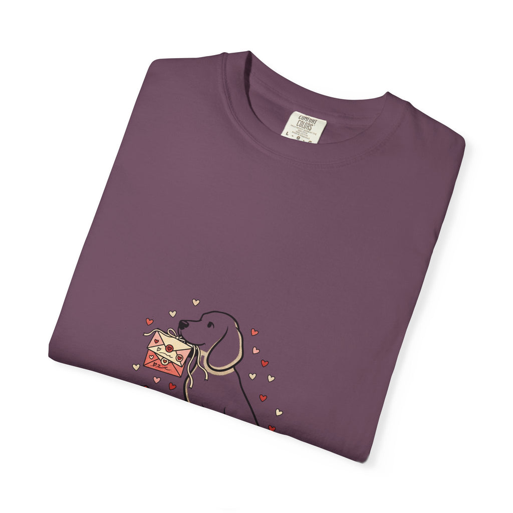 Valentine Labrador Tee — Dog Holding Love Letter Graphic T-Shirt