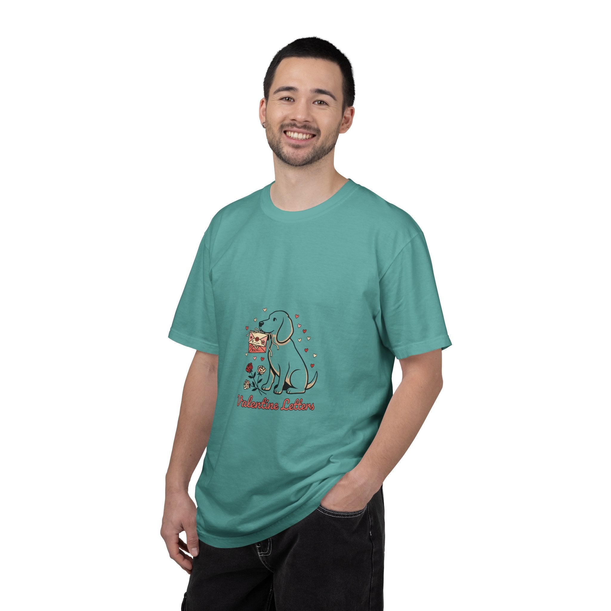 Valentine Labrador Tee — Dog Holding Love Letter Graphic T-Shirt