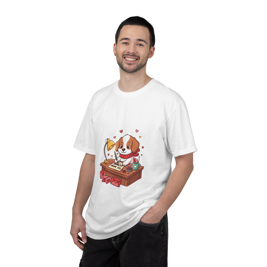 Valentine Puppy Mail T-Shirt — Cute Dog Writing Love Letters Tee